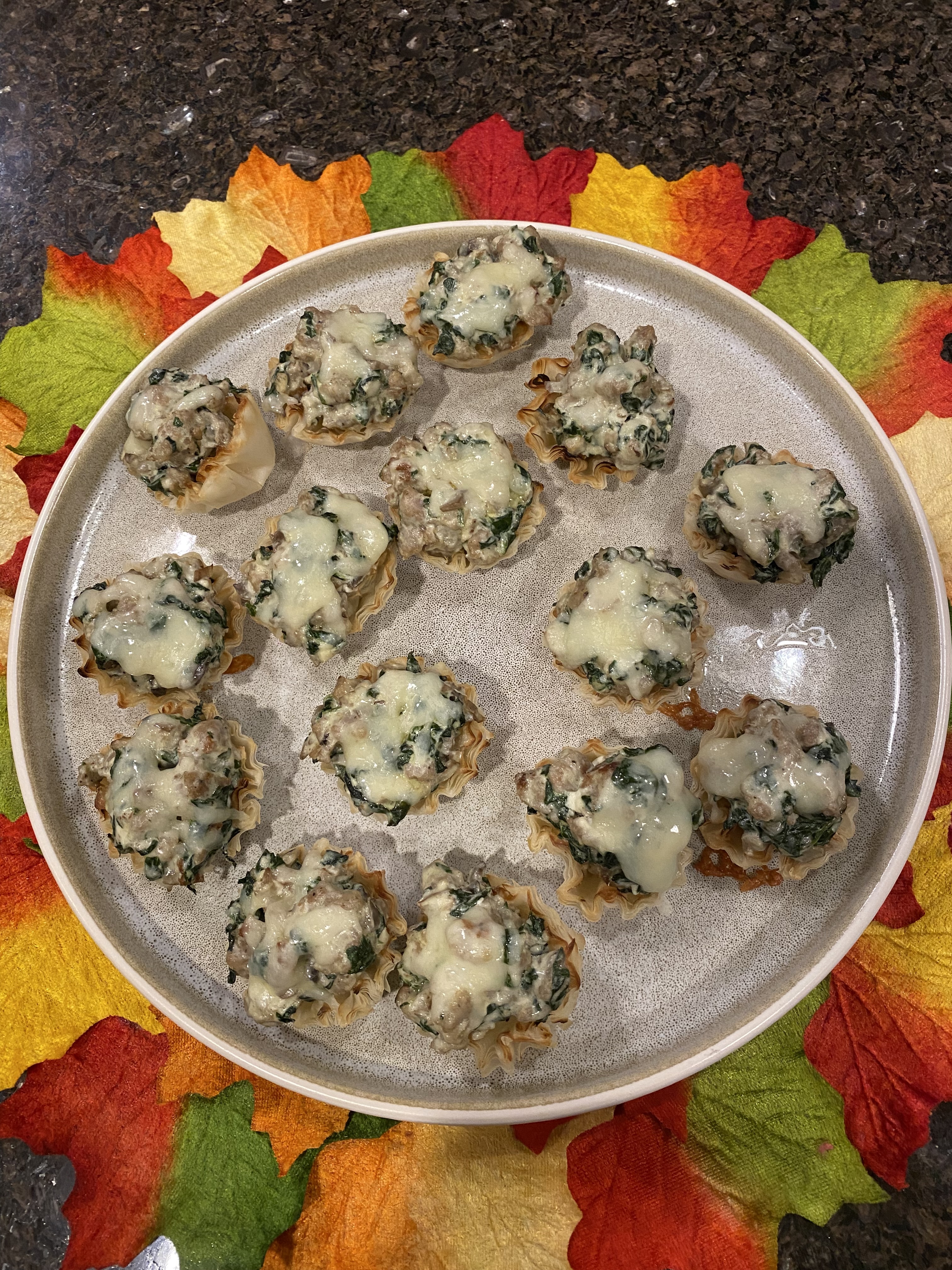 Sausage Spinach Mushroom Phyllo Bites